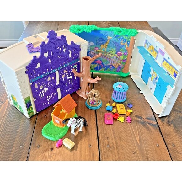 Vintage 1993 Littlest Pet Shop Zoo Playset w/ Zebra set & accessories LPS Kenner - Picture 1 of 15